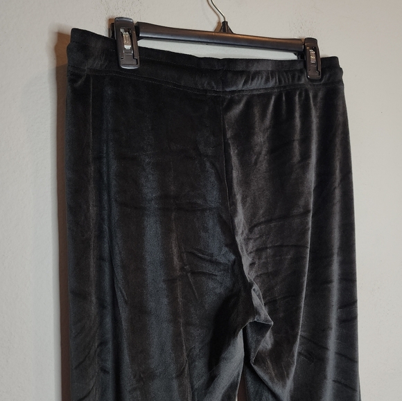 Juicy Couture Bling Stud Black Velvet Velour Pull On Pants Large Lounge Pajama - Picture 8 of 14